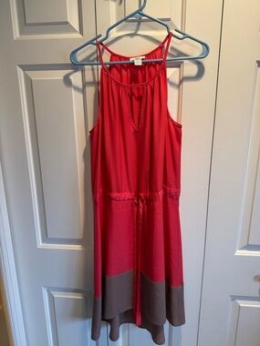 Bar III Red and Brown Colorblock Midi Dress